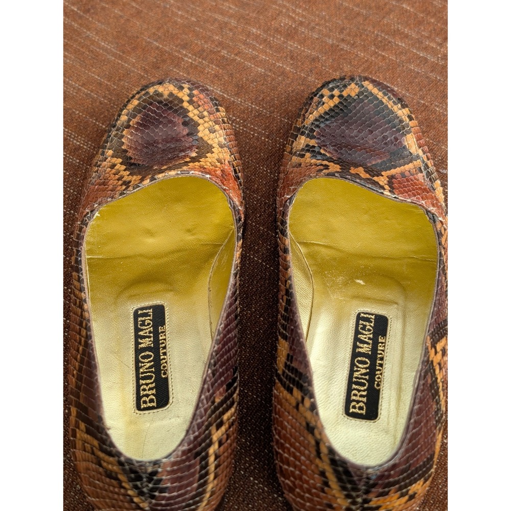 Bruno Magli Couture Snakeskin‎ Loafers Womens 6.5 B Italy Python Leather Flats - Picture 6 of 7